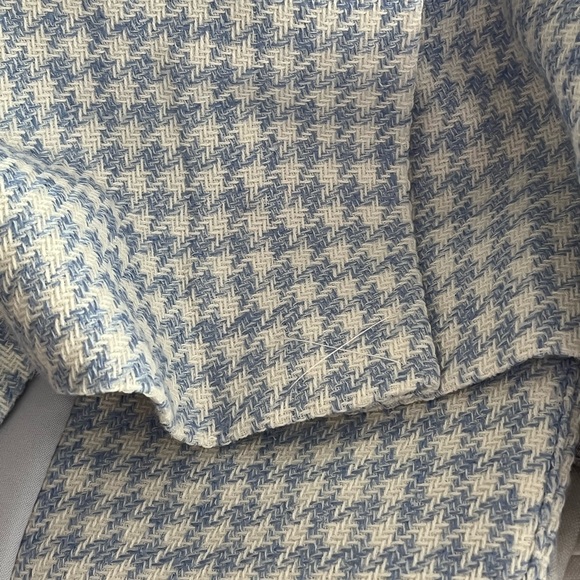 Ann Taylor The Petite Greenwich Blazer in Houndstooth Light Blue & White Size 10 - Picture 6 of 16